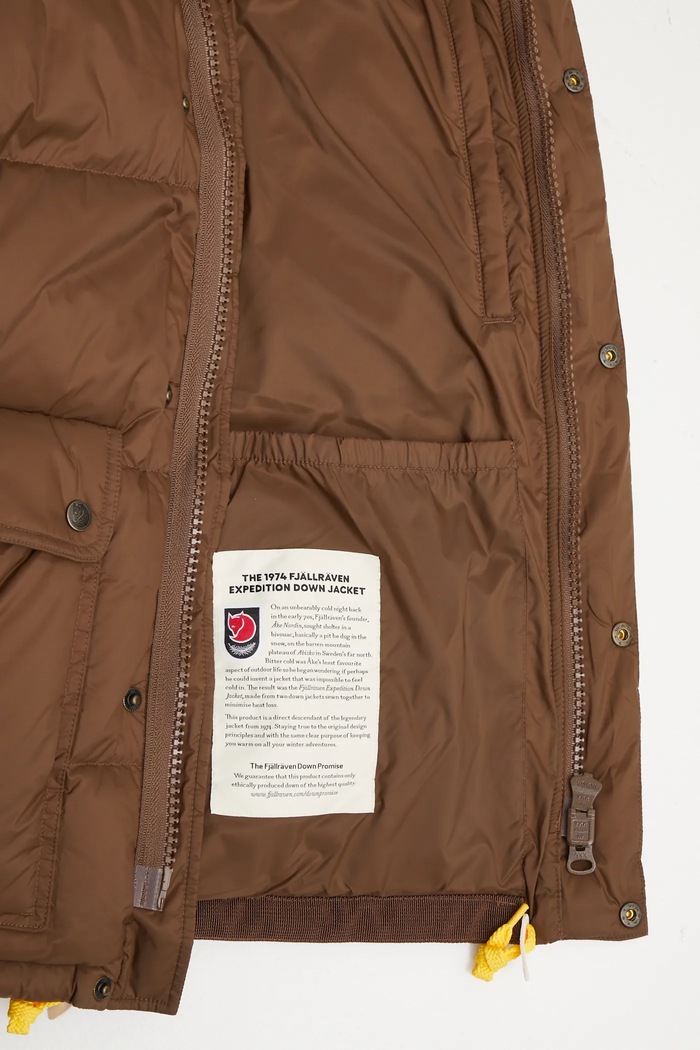 Fjallraven kurtka puchowa Expedition F84605 brązowy