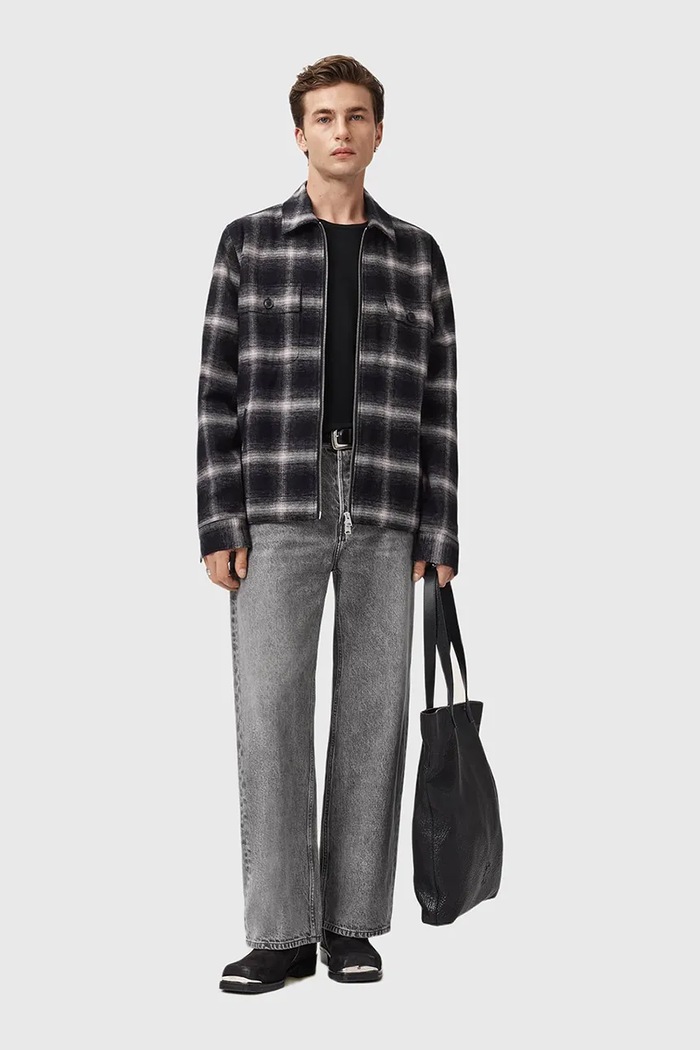 Košeľové sako AllSaints BAYO M026OD čierna