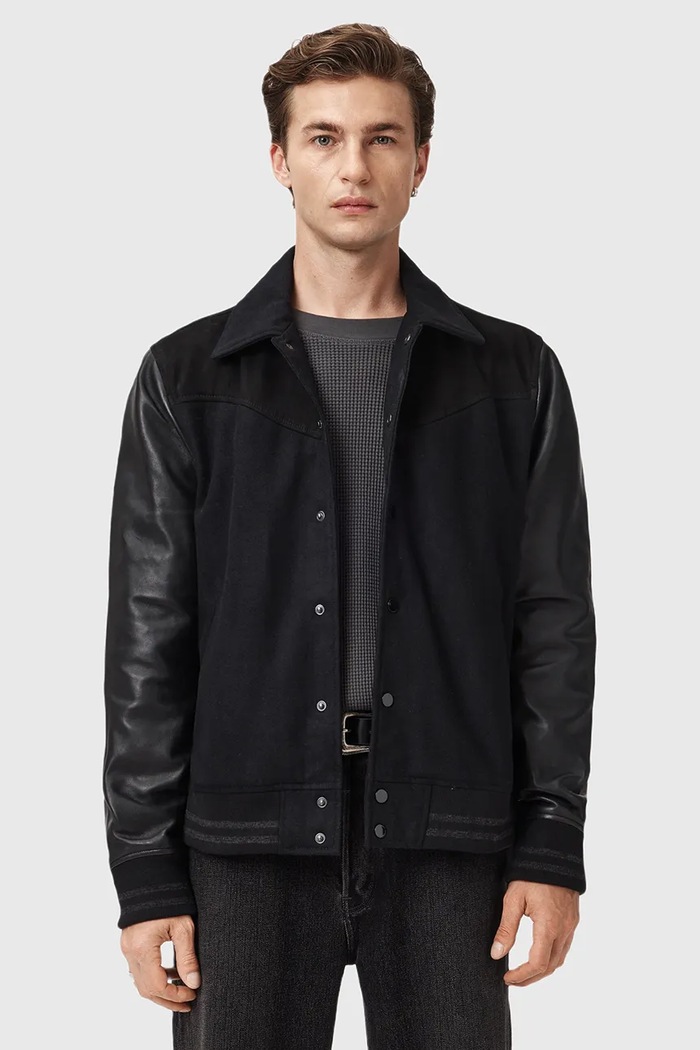 AllSaints giacca in pelle ENDLETON non isolato nero M012LC