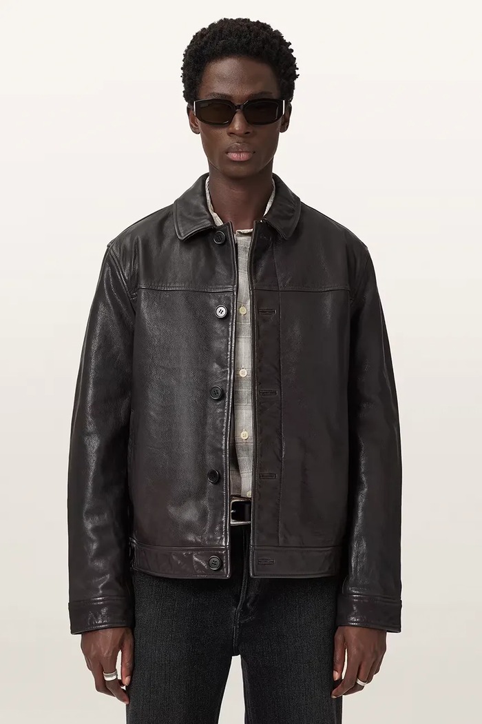 AllSaints Skórzana męska NATES brązowy M010LD