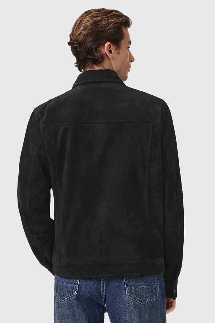 Semišová bunda AllSaints RHONE M011LD čierna