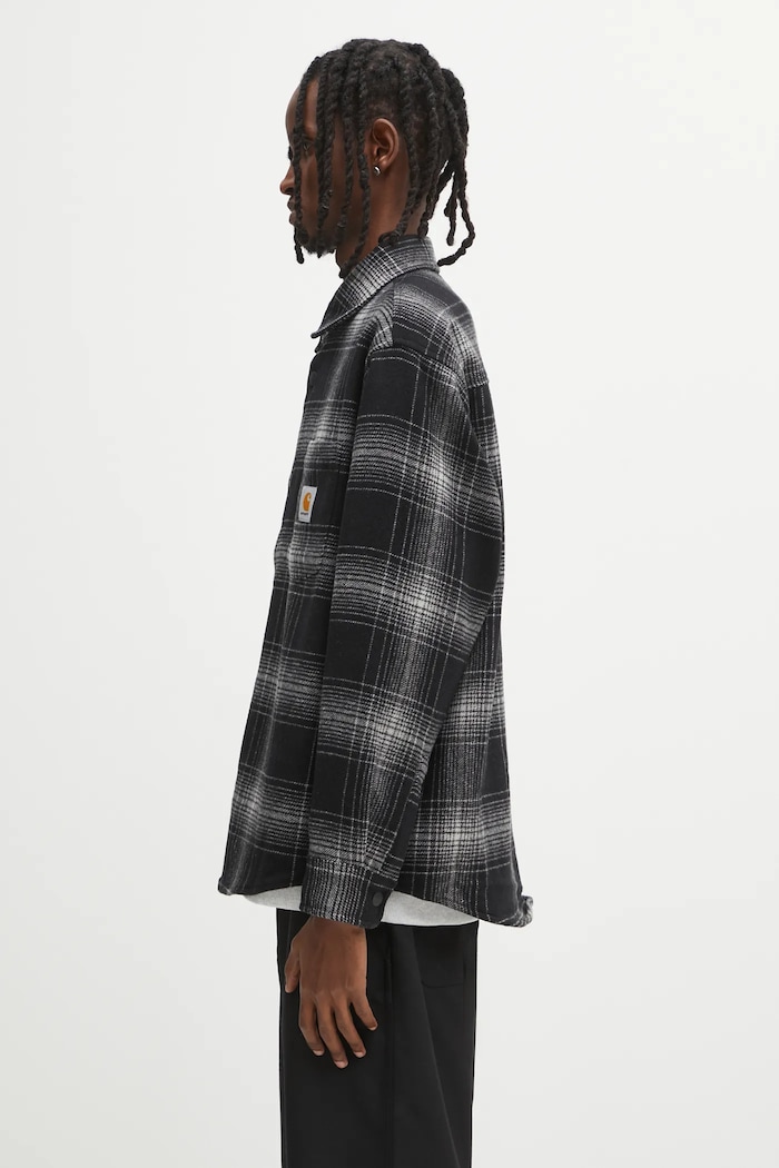 Carhartt WIP jacket with wool Brennan Shirt Jac I035324.34JXX gray AW25