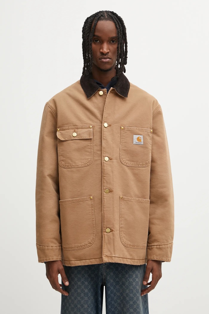 Bavlnená bunda Carhartt WIP OG Chore Coat jemné zateplenie hnedá I035613.00S4O