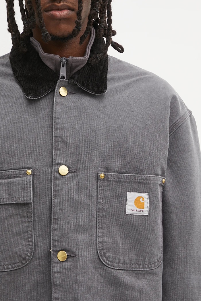 Bavlněná bunda Carhartt WIP OG Chore Coat šedá I035613.3CL4O