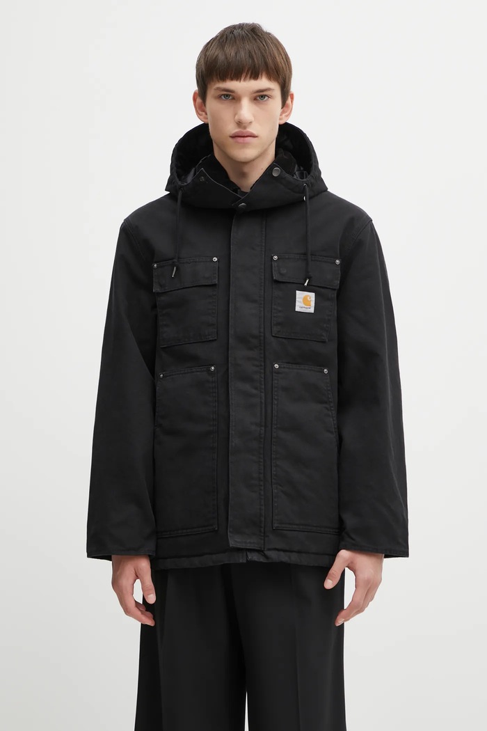 Carhartt WIP parka bawełniana Ambel Coat bez kaptura czarny I035616.0