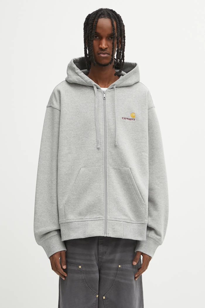 Carhartt WIP bluza Hooded American Script Jacket pozostałe szary I033063.V6XX