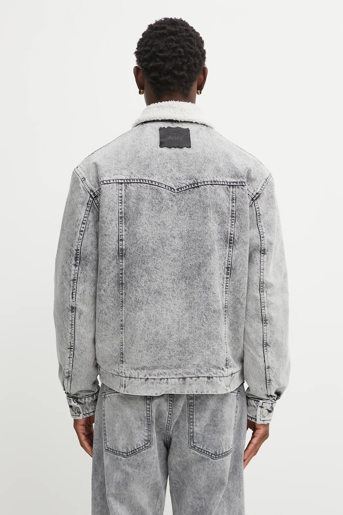 Одежда Джинсовая куртка Aries Sherpa Denim Car Coat AR7120004 серый