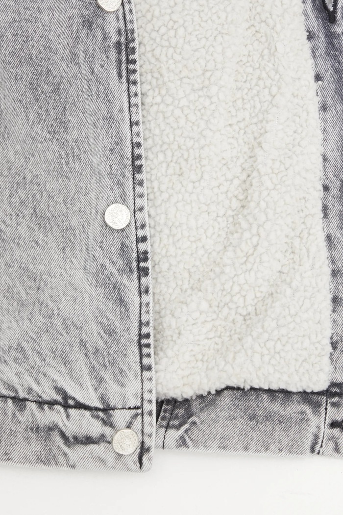 Aries denim jacket Sherpa Denim Car Coat AR7120004 gray