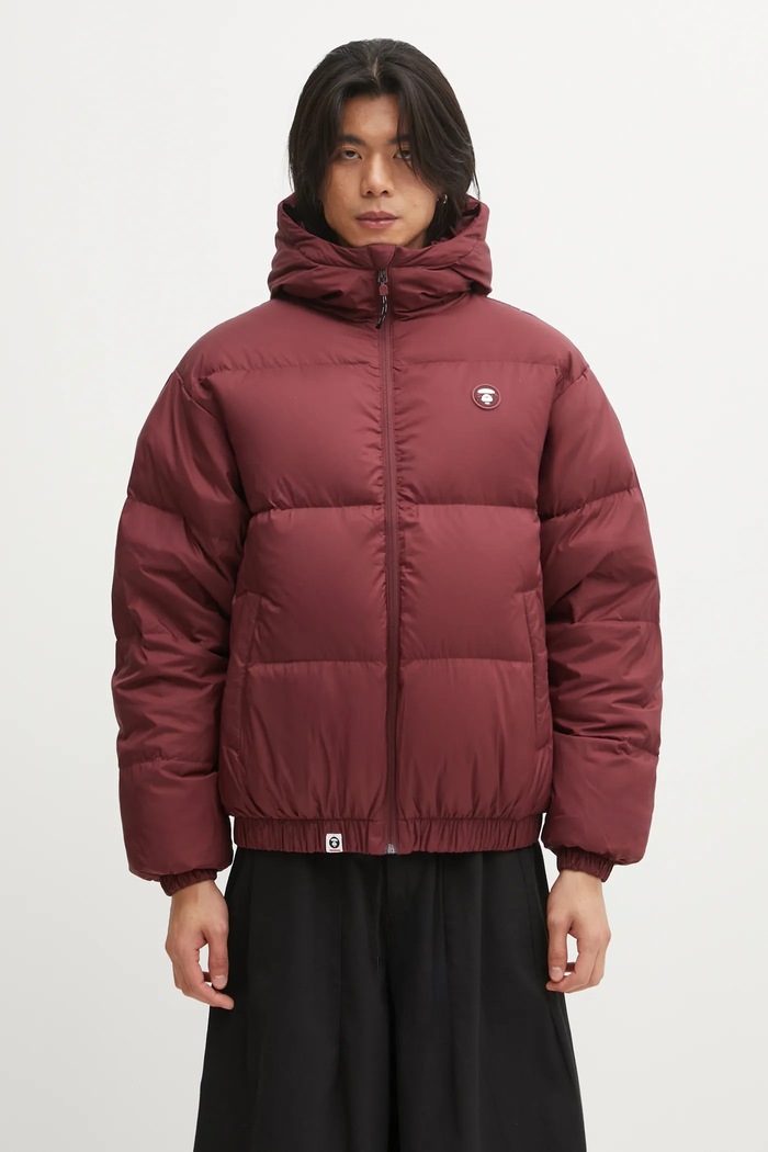 Páperová bunda AAPE 29.5" Now zateplené burgundské AAPDNM7725XXP