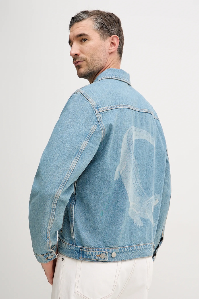 Lacoste geacă jeans necaptusit albastru BH8982