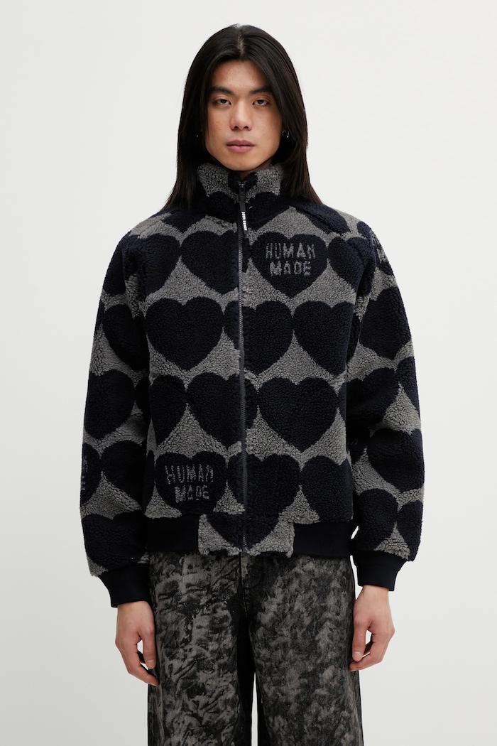Human Made fleece sweatshirt WOVEN JACKET all-over print navy HM30JK026