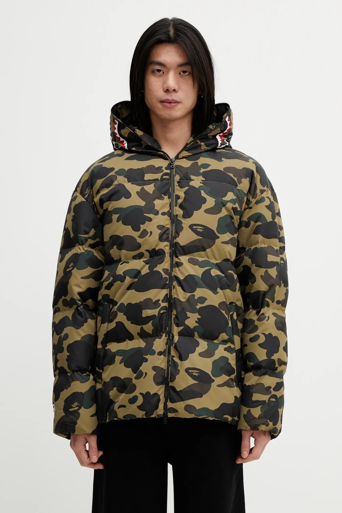 A Bathing Ape kurtka puchowa 1st Camo Snowboard Sharkdown pozostałe zielony 001DNL801305M