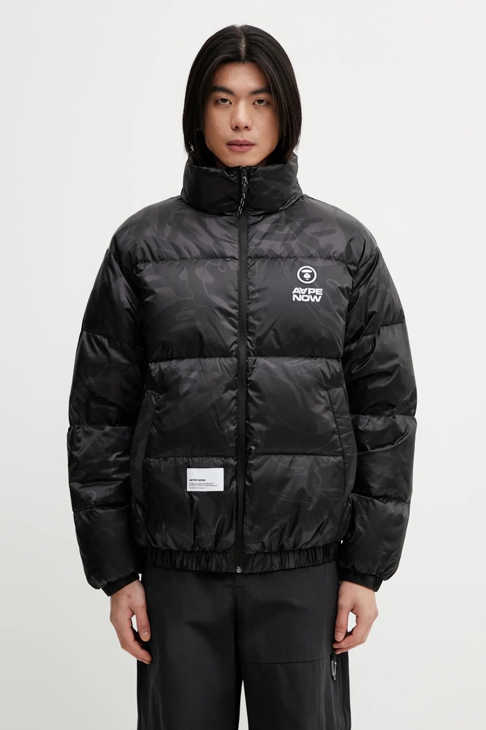 AAPE kurtka puchowa bez kaptura czarny AAPDNM7726XXP
