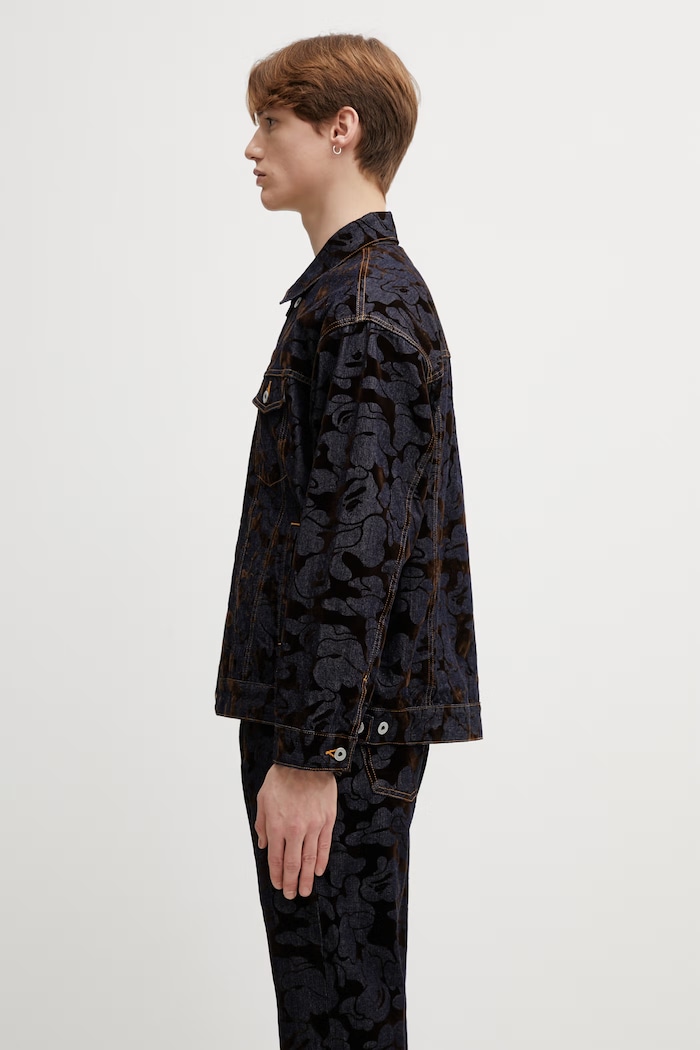A Bathing Ape kurtka jeansowa Camo Flocked 001LJL801001M niebieski AW25