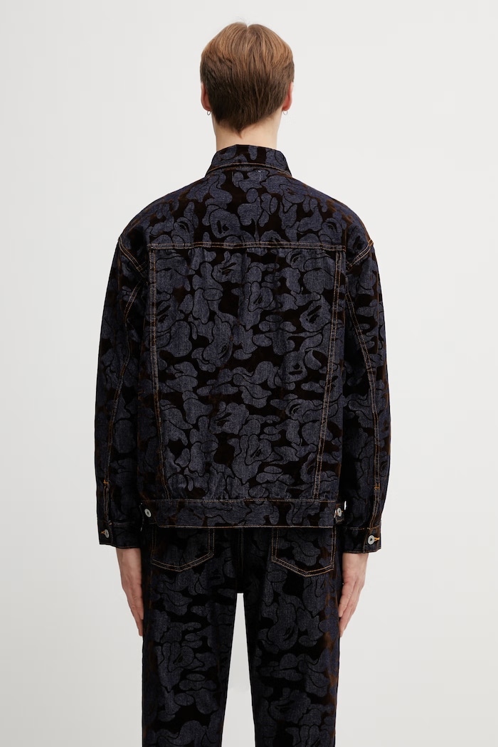 Odzież A Bathing Ape kurtka jeansowa Camo Flocked 001LJL801001M niebieski