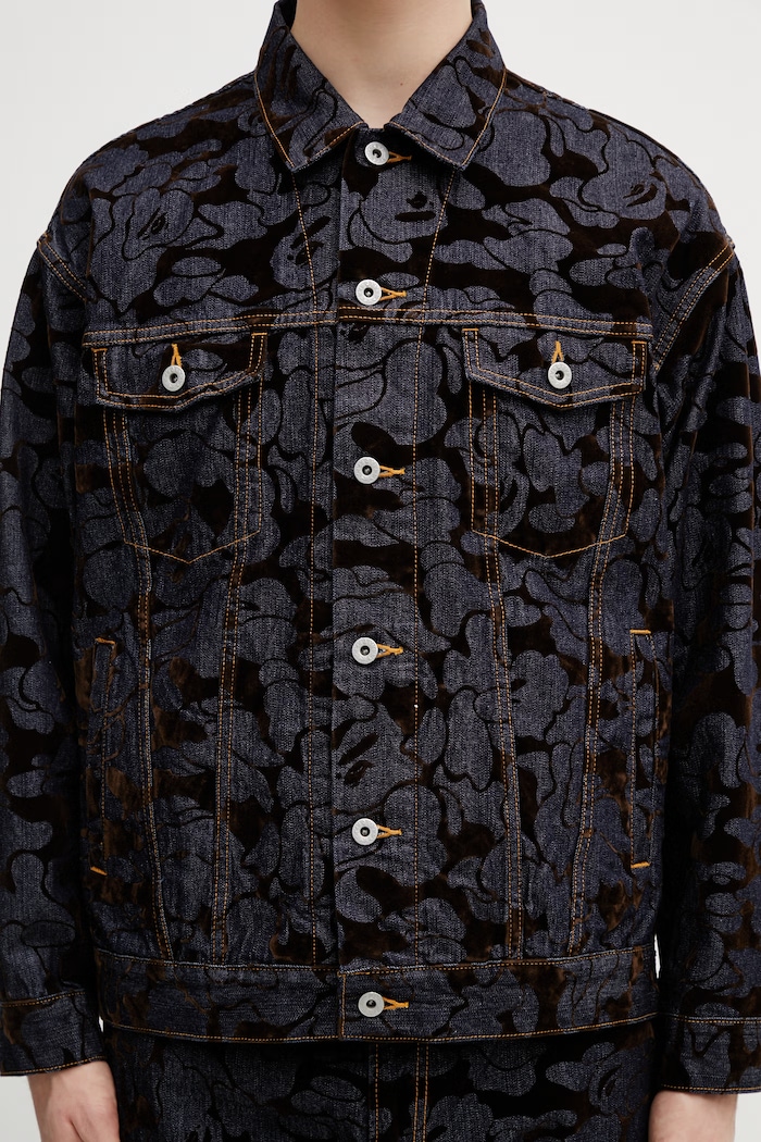 A Bathing Ape kurtka jeansowa Camo Flocked niebieski 001LJL801001M