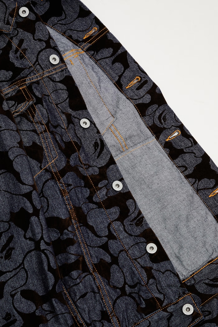 A Bathing Ape kurtka jeansowa Camo Flocked 001LJL801001M niebieski