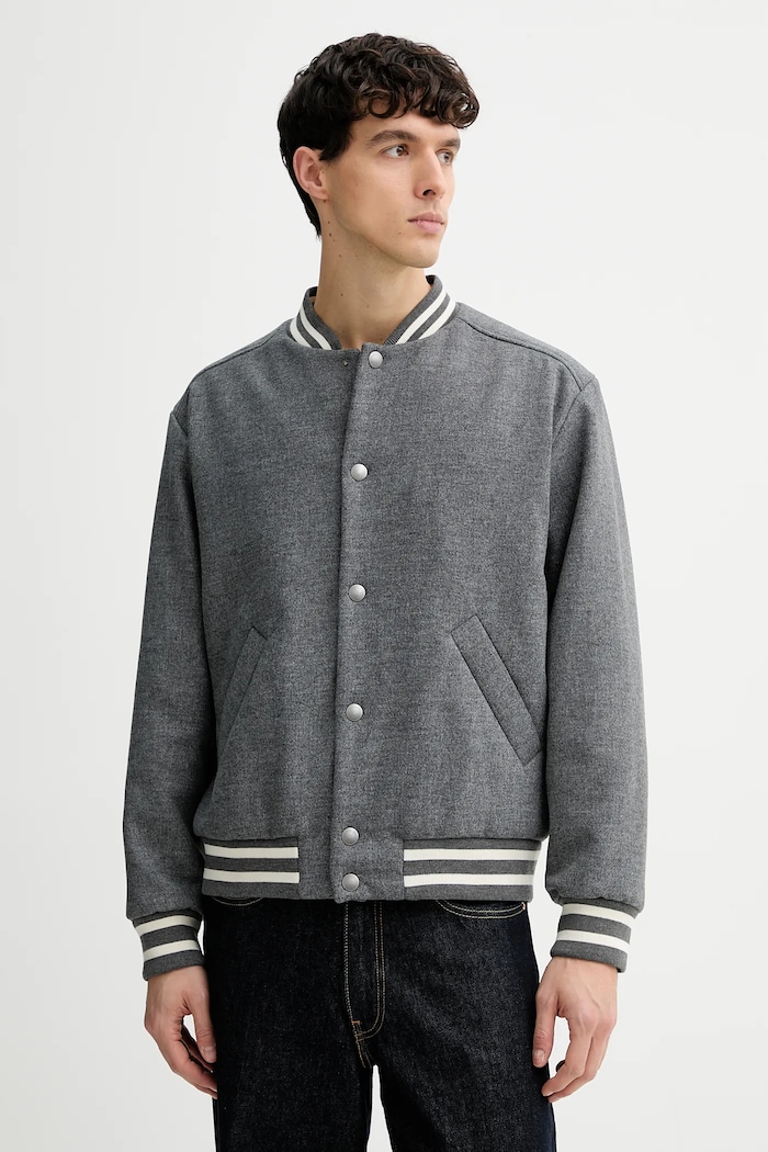 A.P.C. jachetă din amestec de lână blouson micky cu captuseala gri WVBEB.M02974