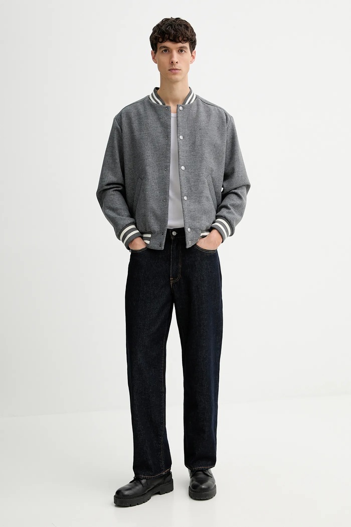 A.P.C. jachetă din amestec de lână blouson micky WVBEB.M02974 gri AW25