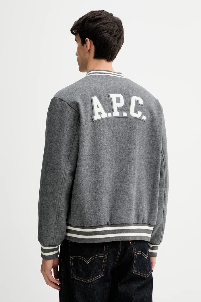 Îmbrăcăminte A.P.C. jachetă din amestec de lână blouson micky WVBEB.M02974 gri