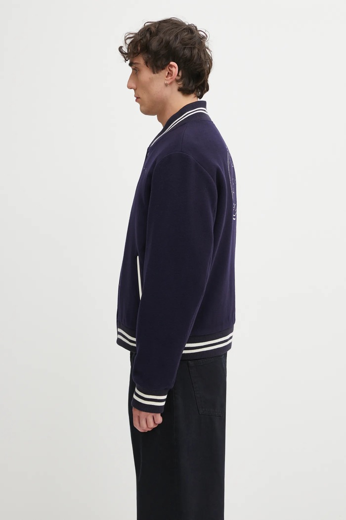 Вовняна куртка-бомбер Sporty & Rich Eden Crest Varsity OW03160666BL106 темно-синій AW25