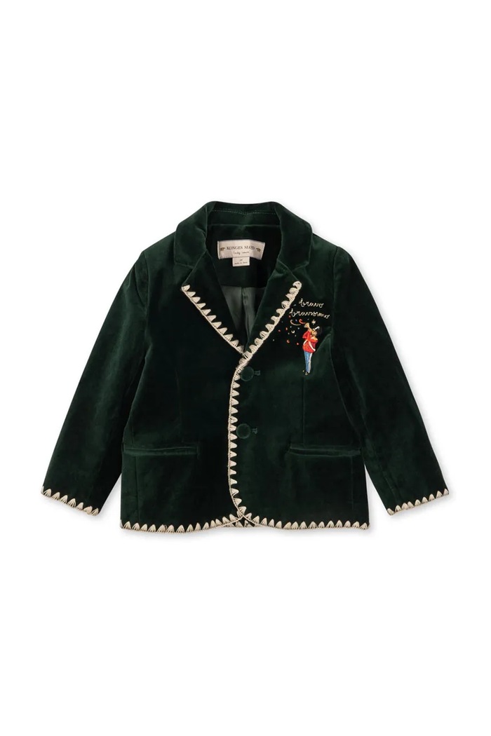 Otroški žametni suknjič Konges Sløjd ROCKY BLAZER KS104412.9BYA zelena AW25