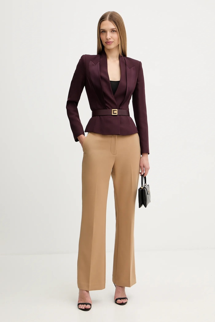 Elisabetta Franchi giacca con lana GI17656E2 granata AW25