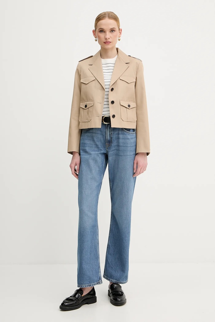 Tommy Hilfiger jachetă de bumbac WW0WW47164 bej AW25