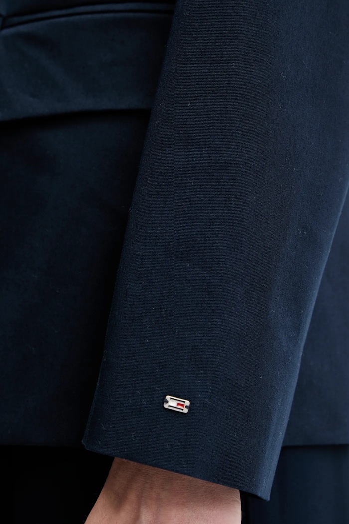 Tommy Hilfiger jednoradové sako dámske s bavlnou WW0WW47179 tmavomodrá