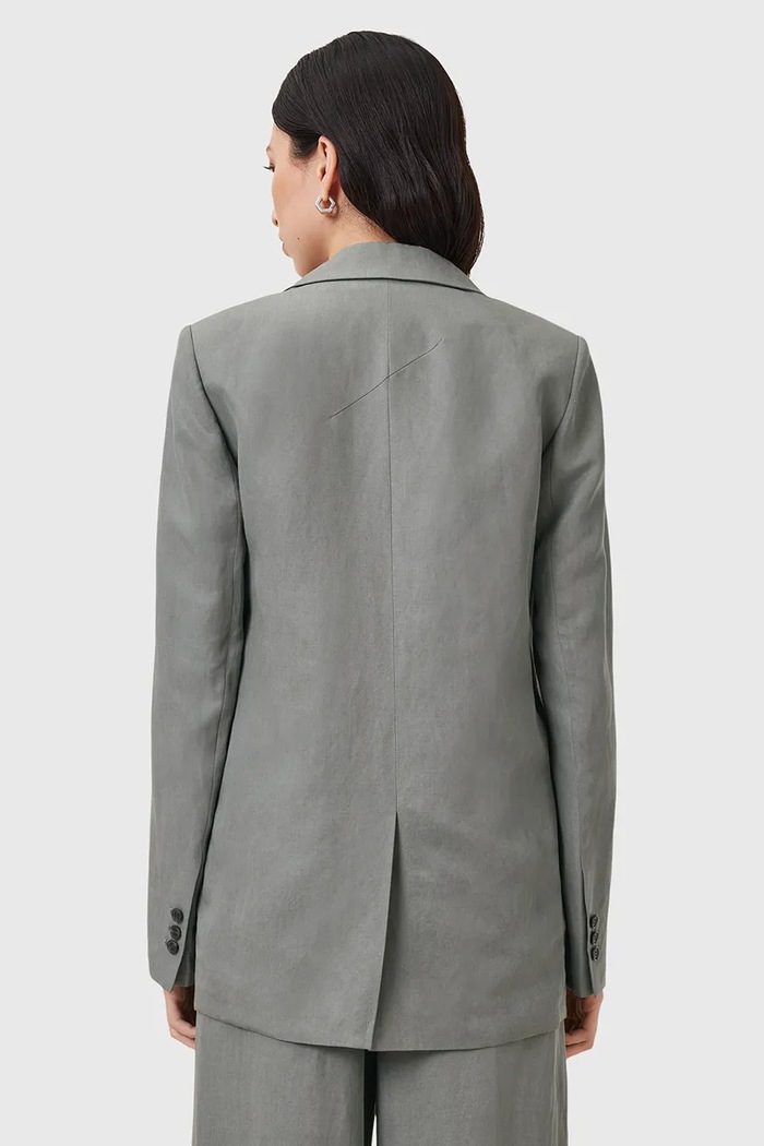 AllSaints marynarka z domieszką lnu AVERIE szary W043QC