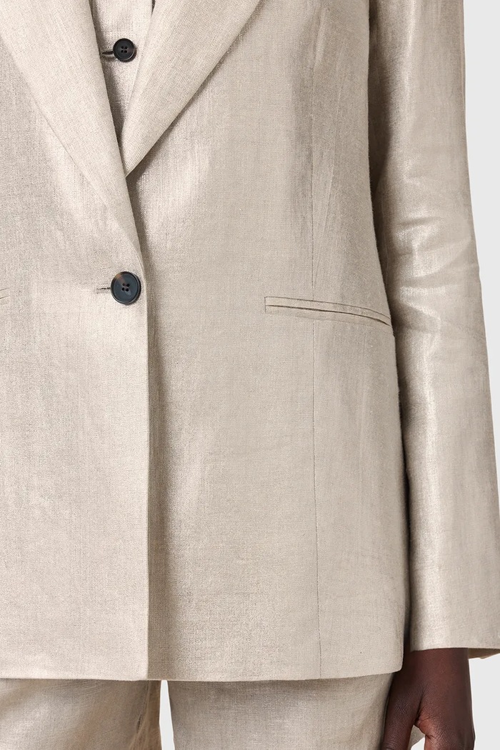 Oblečenie Ľanové sako AllSaints AVERIE W067QC strieborná
