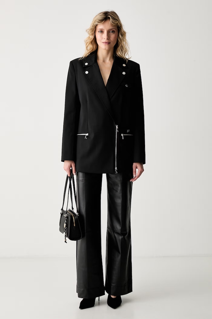 Karl Lagerfeld sacou pentru femei cu lână A3W14044 negru SS26