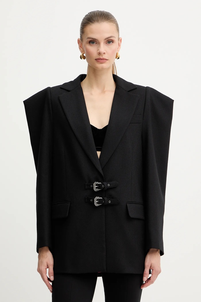 Bunda s prímesou vlny Versace Jeans Couture látka čierna 79HAQ705.N0542