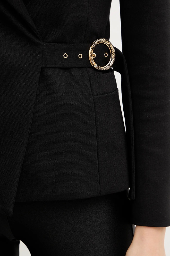 Σακάκι με προσθήκη βισκόζης Just Cavalli 79PAQ705.J0092 μαύρο