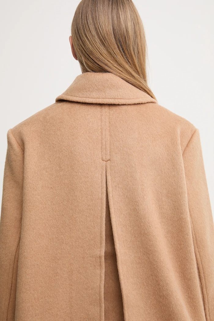 GANNI płaszcz z dodatkiem wełny Double Faced Wool Doublebreatsed Blazer W0876