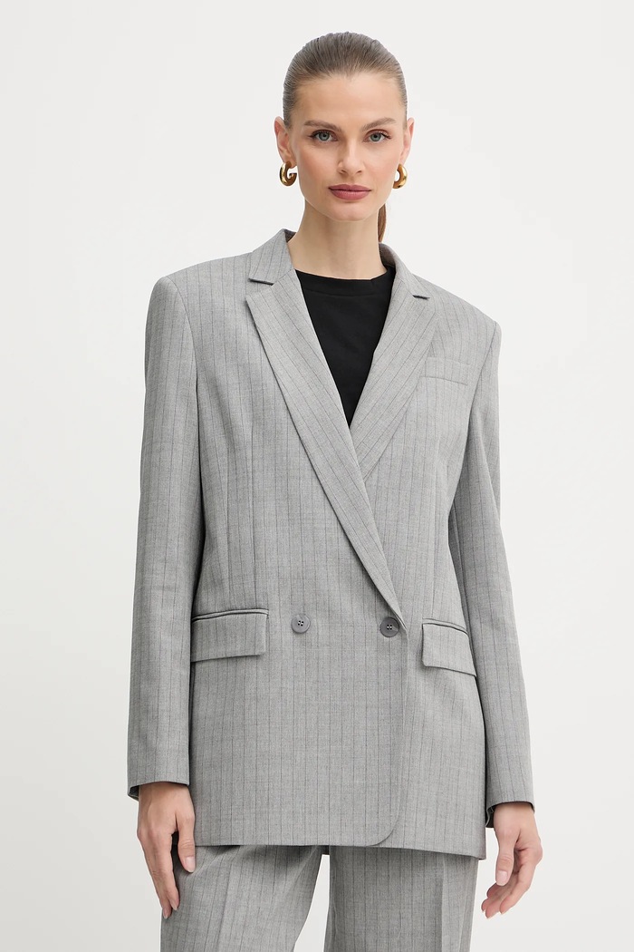 Twinset marynarka z domieszką wełny tkanina szary 252TP2630