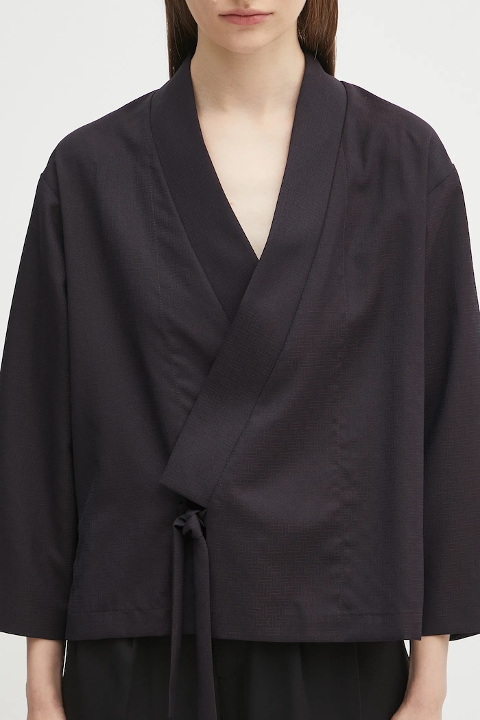 Kenzo sacou de lână Weave Kimono bleumarin FF62VE0329ID