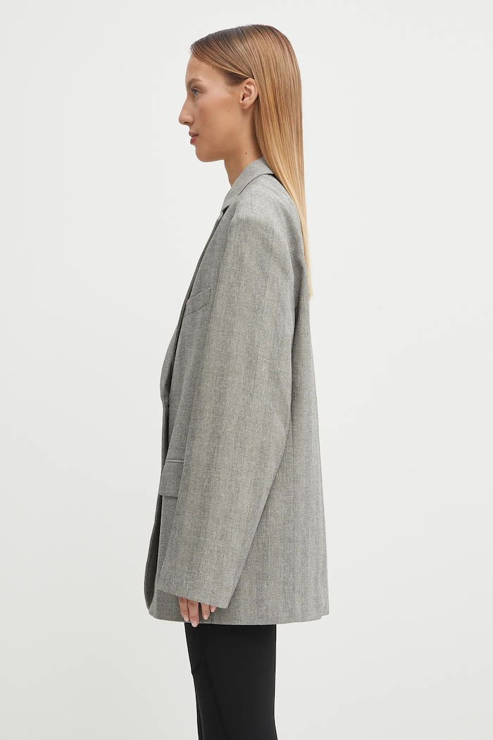 Anine Bing linen blend blazer quinn A.01.10970 gray AW25