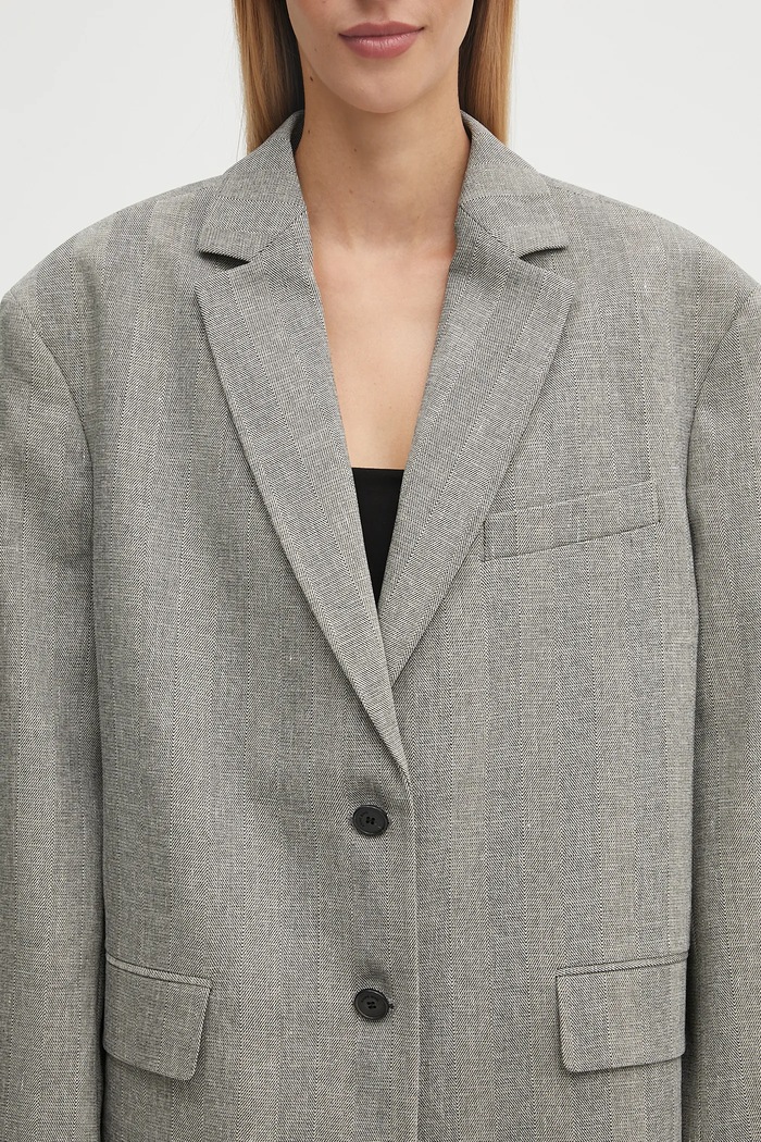 Anine Bing linen blend blazer quinn gray A.01.10970