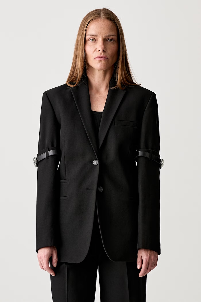 Coperni Logo Belted single-breasted suit jacket Women's with lining black COPV37F3004