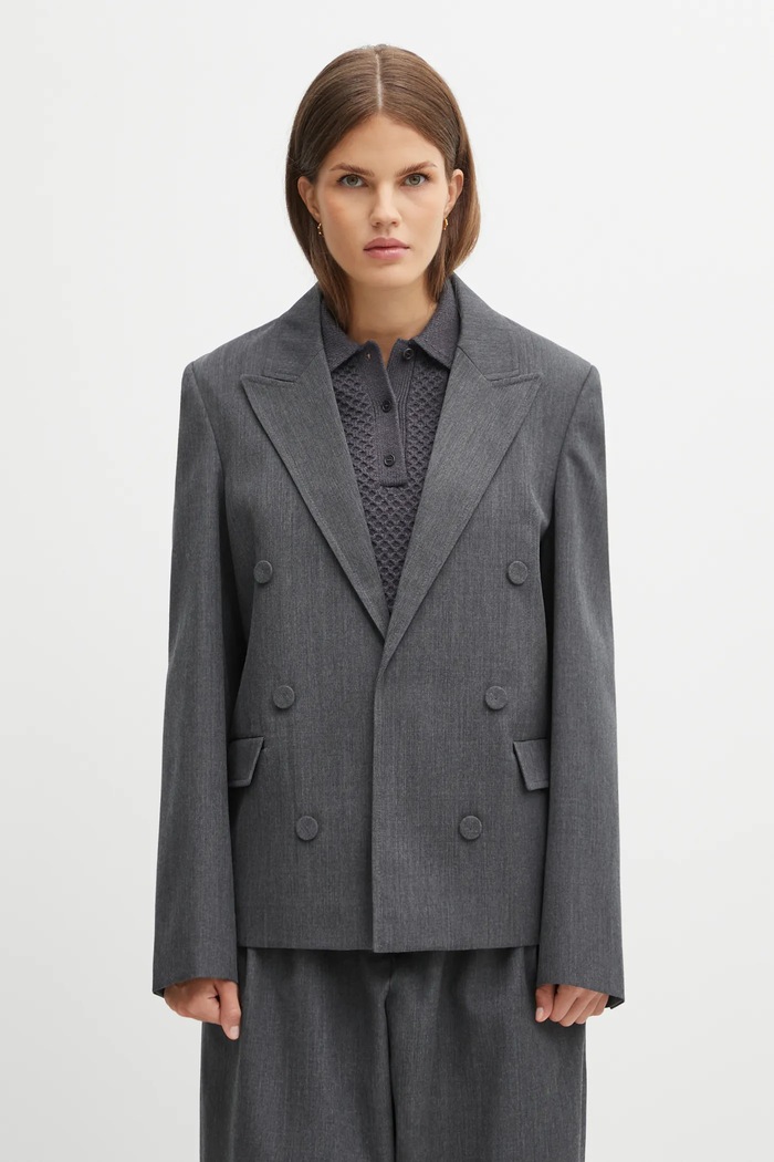 Шерстяной пиджак JW Anderson Double Breasted Tailored с подкладкой серый JK0401.PG1821