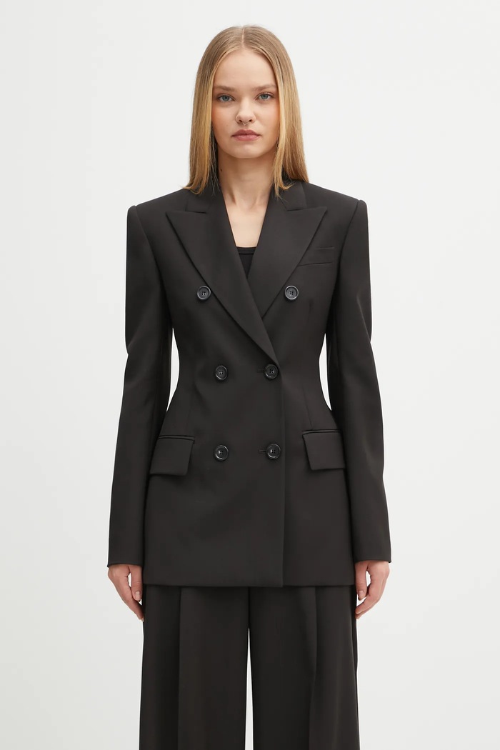 Μάλλινο σακάκι Sportmax ADAMO μαλλί καφέ 2522046011600