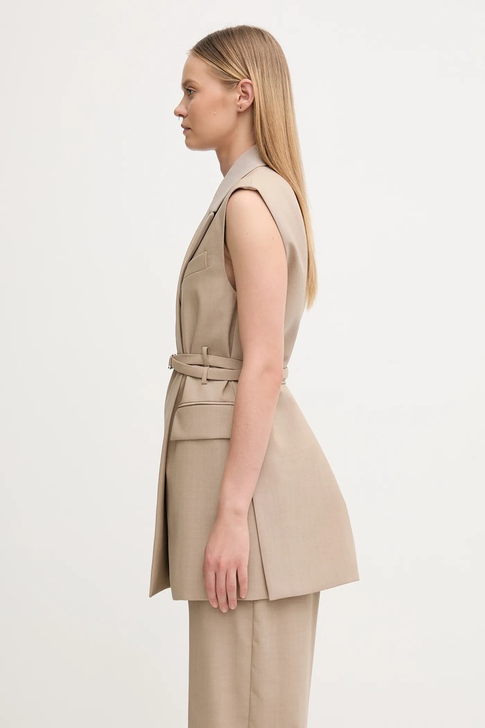 Μάλλινο γιλέκο Sportmax CIURMA 2522286011600 μπεζ AW25