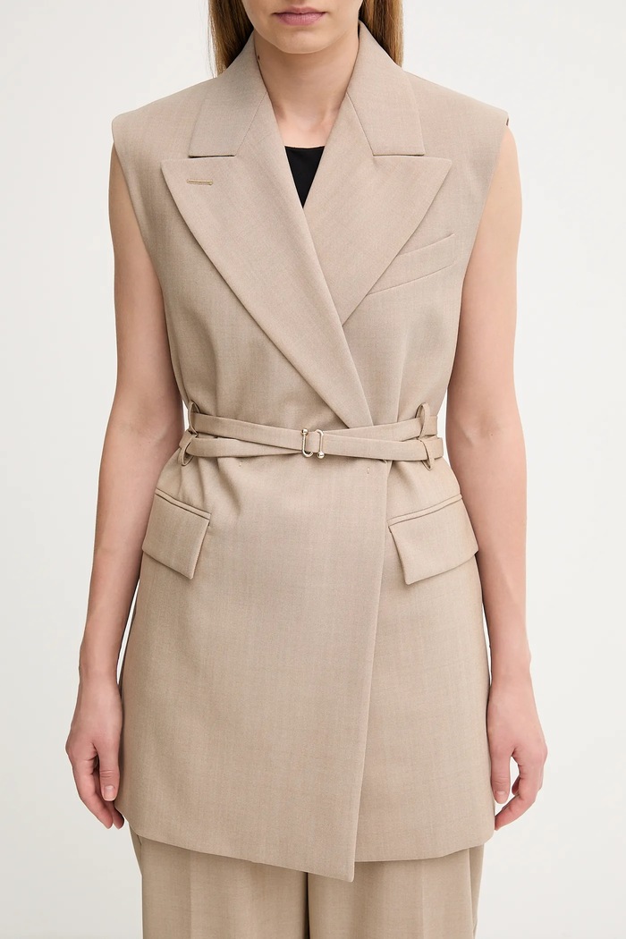 Μάλλινο γιλέκο Sportmax CIURMA μπεζ 2522286011600
