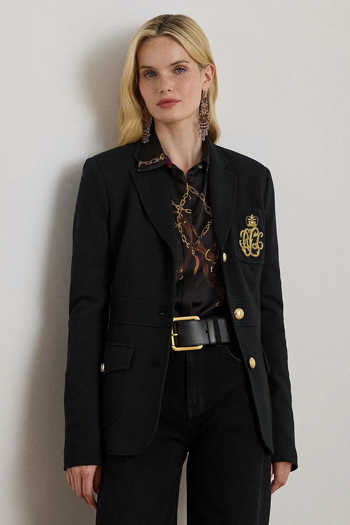 Σακάκι Lauren Ralph Lauren ύφασμα μαύρο 200980022