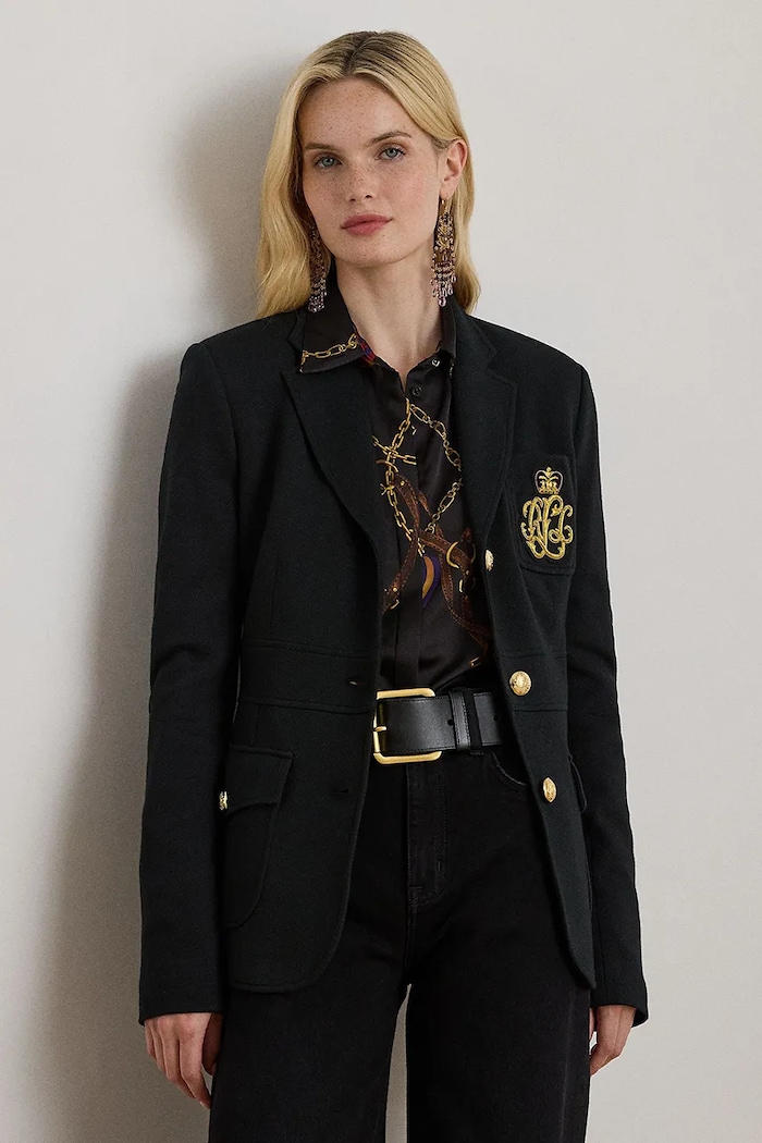 Σακάκι Lauren Ralph Lauren ύφασμα μαύρο 200980022