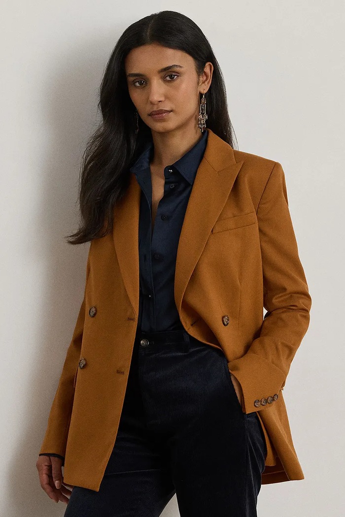 Lauren Ralph Lauren marynarka wełniana tkanina brązowy 200P03863