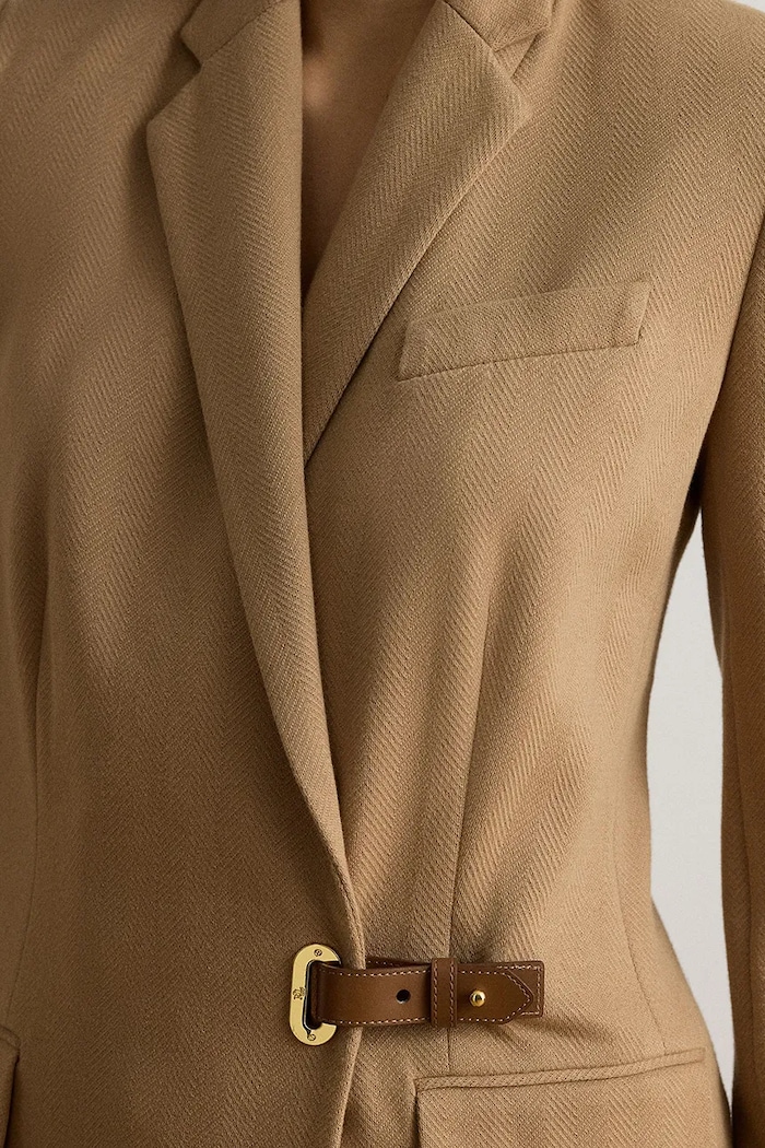 Marynarka damska z bawełną Lauren Ralph Lauren 200980021 brązowy