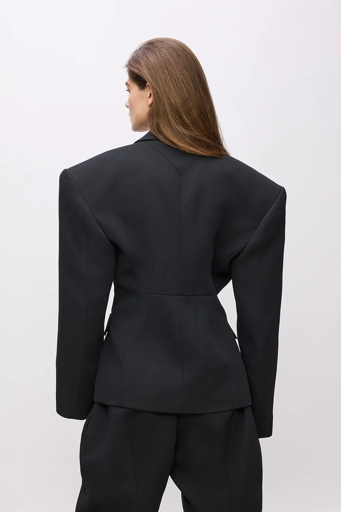 Karl Lagerfeld Jachetă cu lână Karl Lagerfeld Studio A4W14065 negru AW25