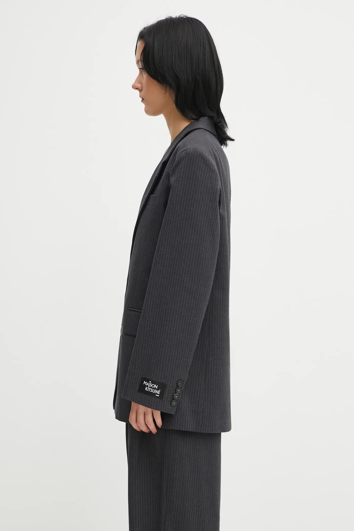 Maison Kitsuné Піджак з додаванням вовни Maison Kitsuné Tailored PW02121WT3022 сірий AW25